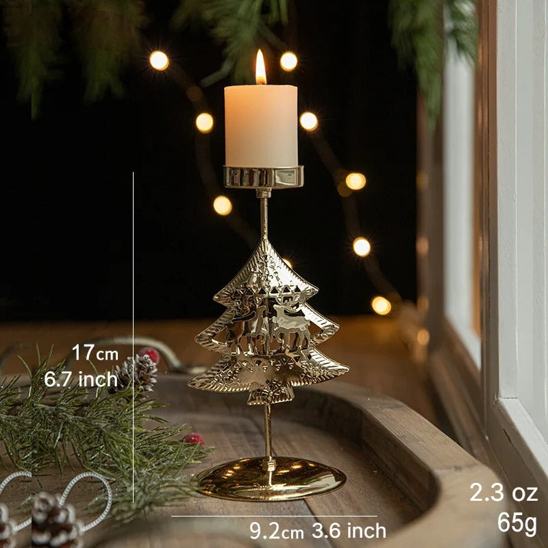 Golden Christmas Candle Holder