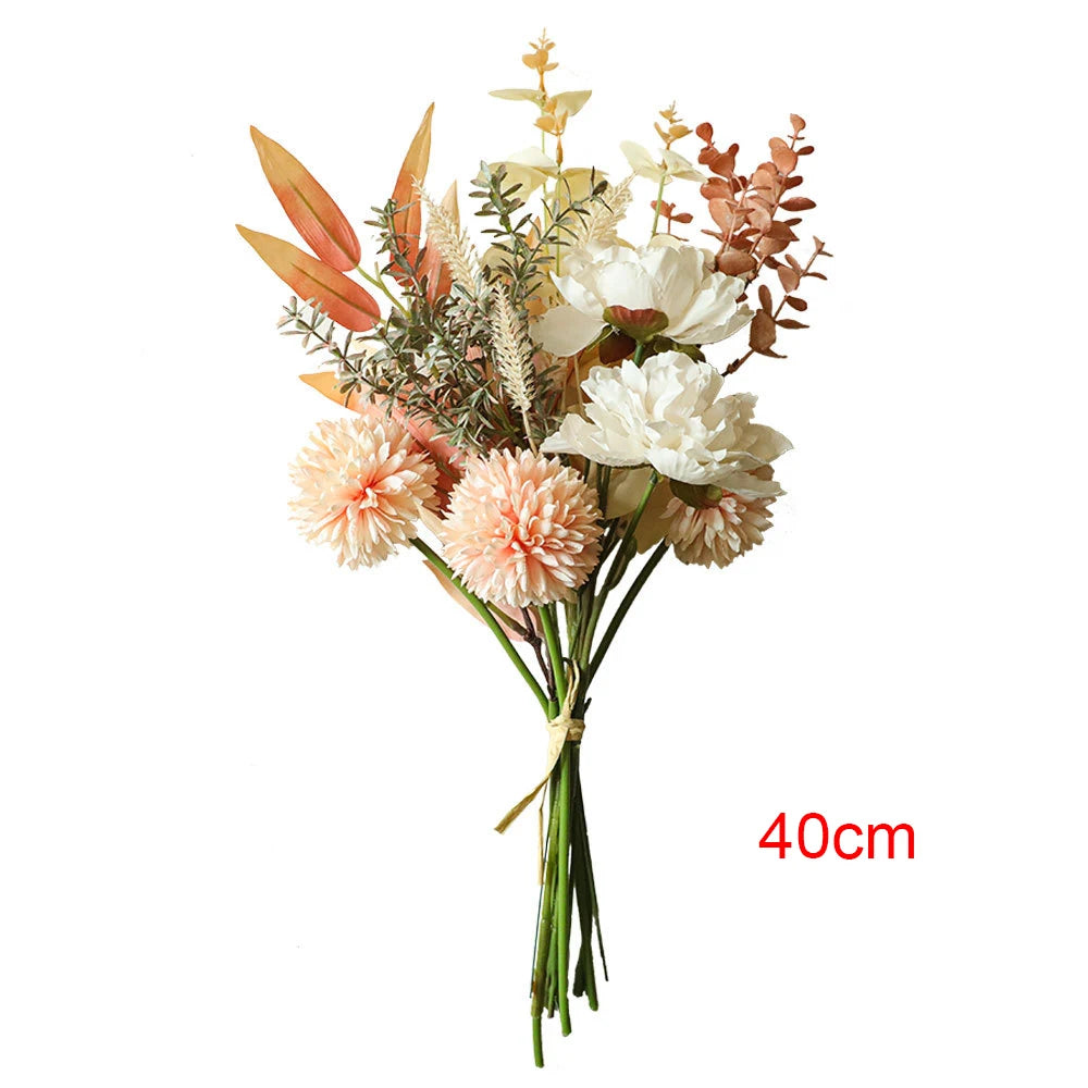 Autumn Bouquet Silk Rose & Maple Leaves - Fall Decor