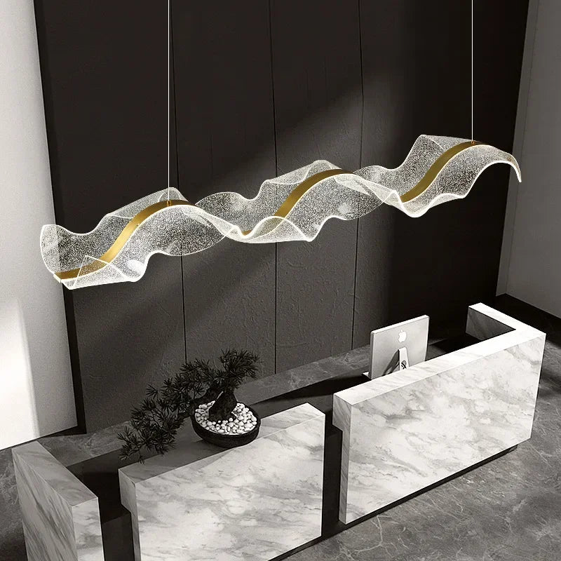 Modern Nordic LED Wave Pendant Light – Stylish Chandelier for Dining Room & Restaurant