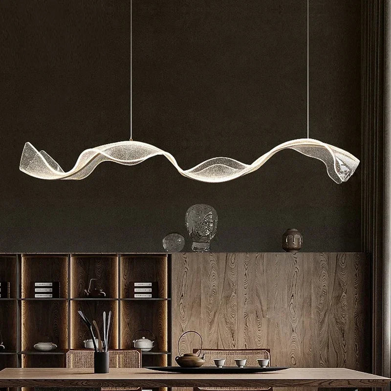Modern Nordic LED Wave Pendant Light – Stylish Chandelier for Dining Room & Restaurant