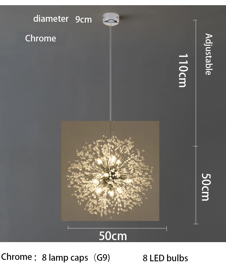 Luxury Crystal Fireball LED Pendant Light – Modern Sky Star Design