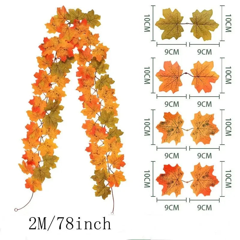Artificial Fall Maple Leaf Garland (78inch )
