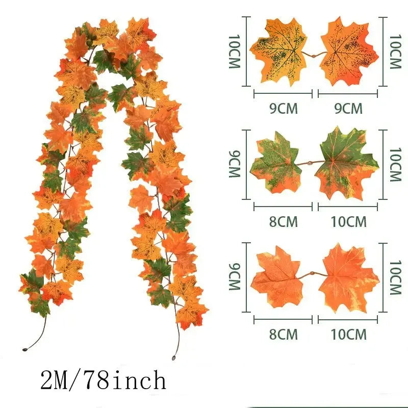 Artificial Fall Maple Leaf Garland (78inch )