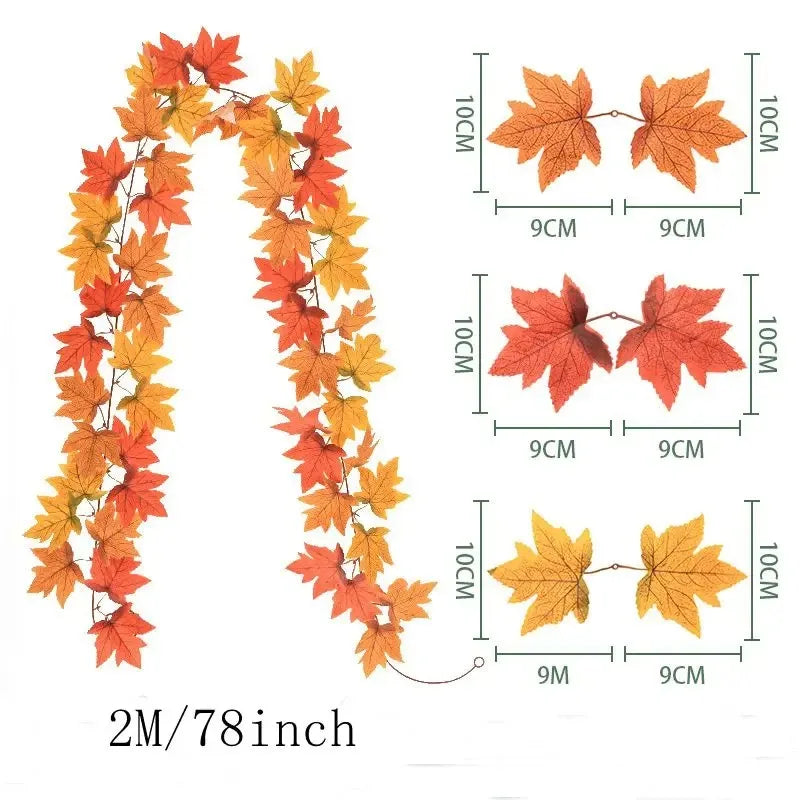 Artificial Fall Maple Leaf Garland (78inch )