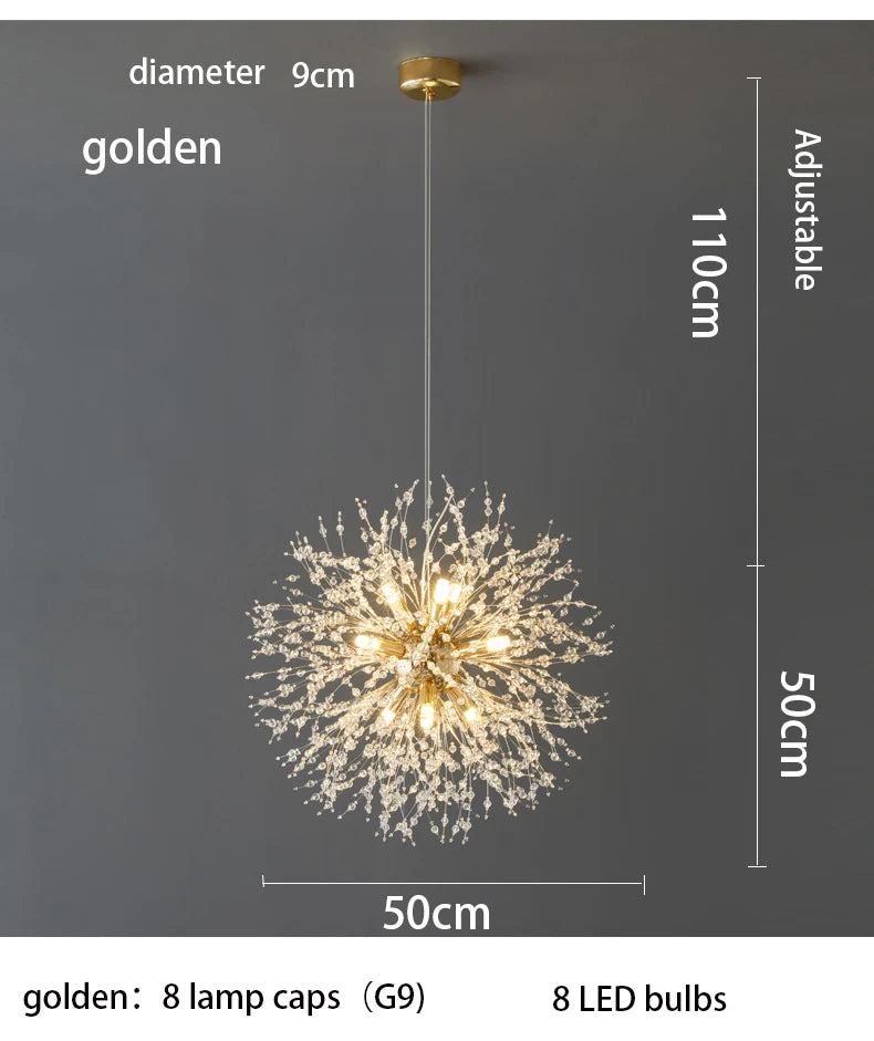 Luxury Crystal Fireball LED Pendant Light – Modern Sky Star Design