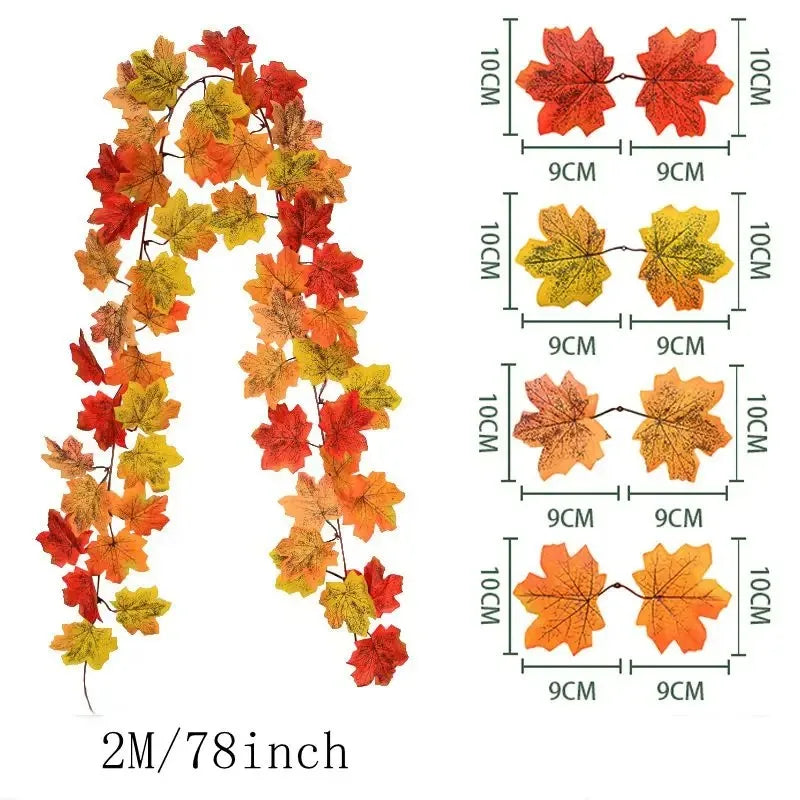 Artificial Fall Maple Leaf Garland (78inch )
