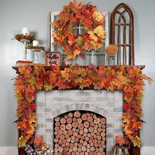  Artificial Fall Maple Leaf Garland (78inch )