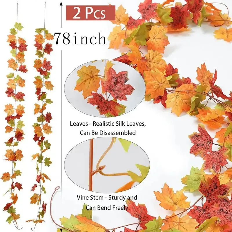  Artificial Fall Maple Leaf Garland (78inch )