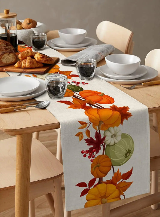 Autumn Fall Thanksgiving Table Runner Washable 70.8X13Inch