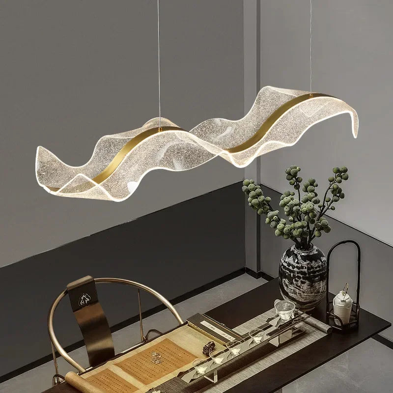 Modern Nordic LED Wave Pendant Light – Stylish Chandelier for Dining Room & Restaurant