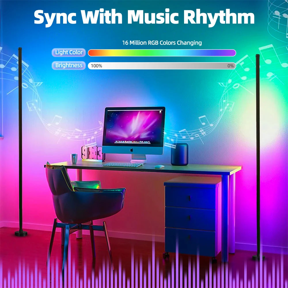 Remote Controlled RGB LED Floor Lamp with Music Sync