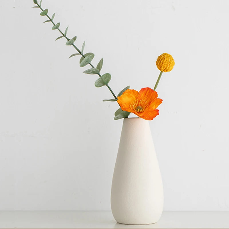Nordic White Ceramic Vase – Mini Decorative Flower Bottle for Home & Table Decor