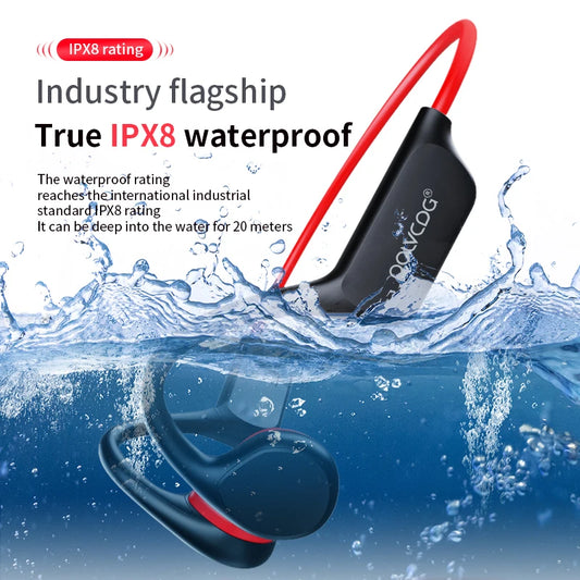 Wireless Bone Conduction Headset – IPX8 Waterproof, 32GB Storage, Bluetooth 5.3 for Swimming & Fitness