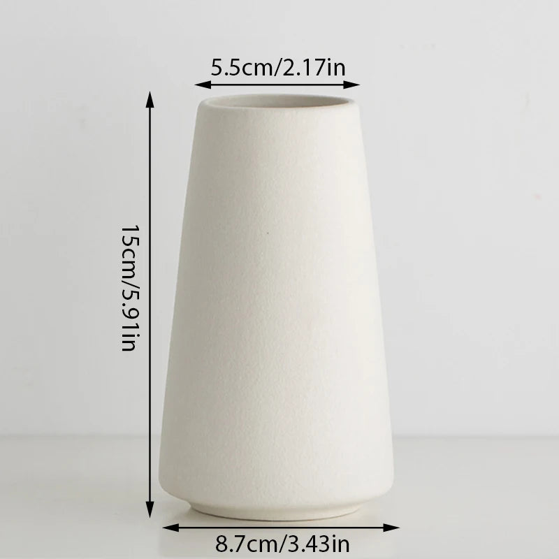 Nordic White Ceramic Vase – Mini Decorative Flower Bottle for Home & Table Decor