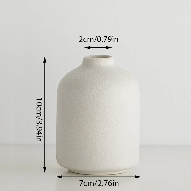 Nordic White Ceramic Vase – Mini Decorative Flower Bottle for Home & Table Decor